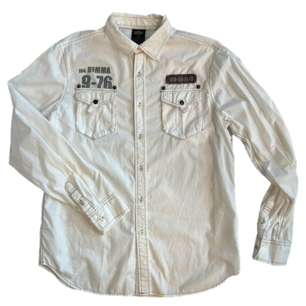 MMA Elite men’s white long sleeved cotton shirt, EUC size L